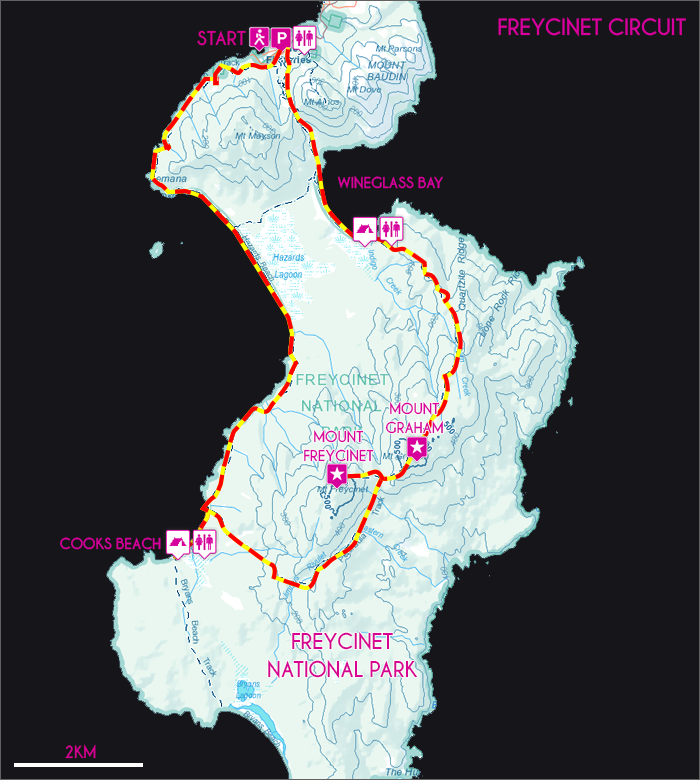 Freycinet National Park Walks Map TasTrails.– FreyciCircuit